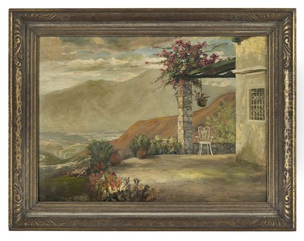 Terrace View Of The Amalfi Coast Oil Painting by Georgi Alexandrovich Lapchine