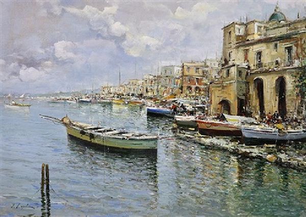 View Of Amalfi Oil Painting by Georgi Alexandrovich Lapchine