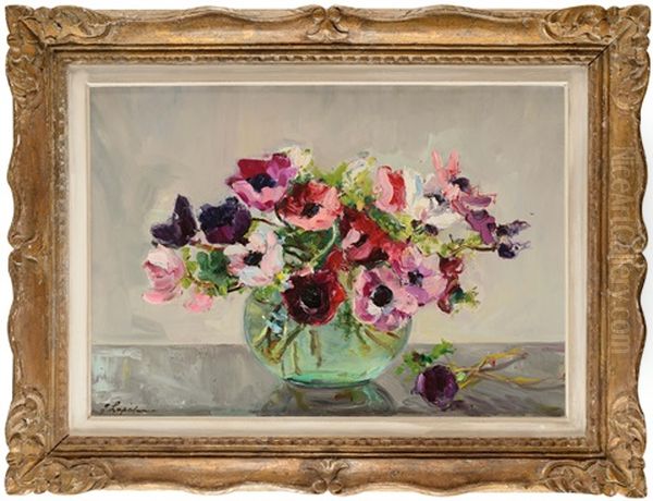 Bouquet De Fleurs Oil Painting by Georgi Alexandrovich Lapchine