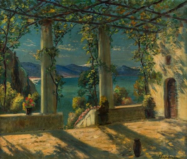 Amalfi Coast Oil Painting by Georgi Alexandrovich Lapchine