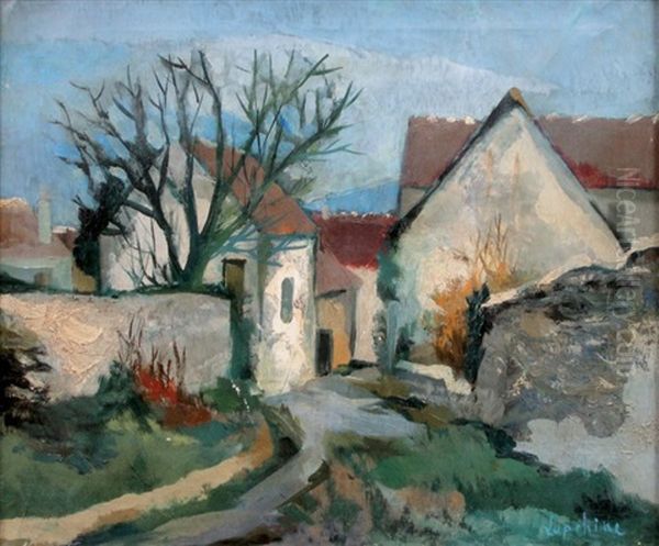 Village Oil Painting by Georgi Alexandrovich Lapchine