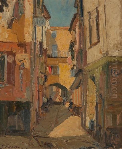 Ruelle Animee Oil Painting by Georgi Alexandrovich Lapchine