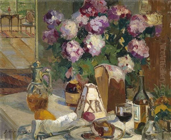 Easter Feast Oil Painting by Georgi Alexandrovich Lapchine