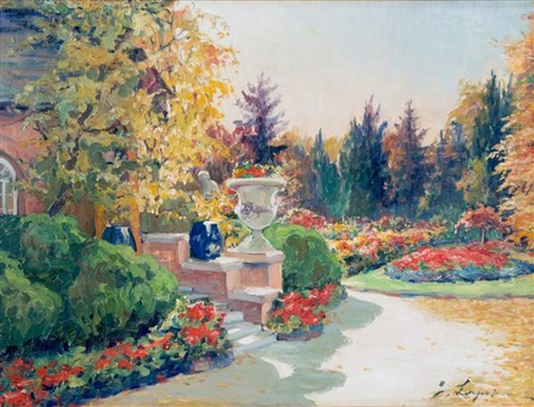 Early Autumn In The Garden Oil Painting by Georgi Alexandrovich Lapchine