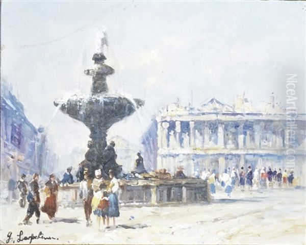 Paris, La Place De La Concorde Oil Painting by Georgi Alexandrovich Lapchine