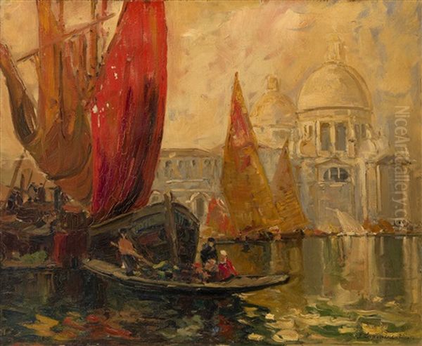 View Of The Grand Canal, Venice Oil Painting by Georgi Alexandrovich Lapchine