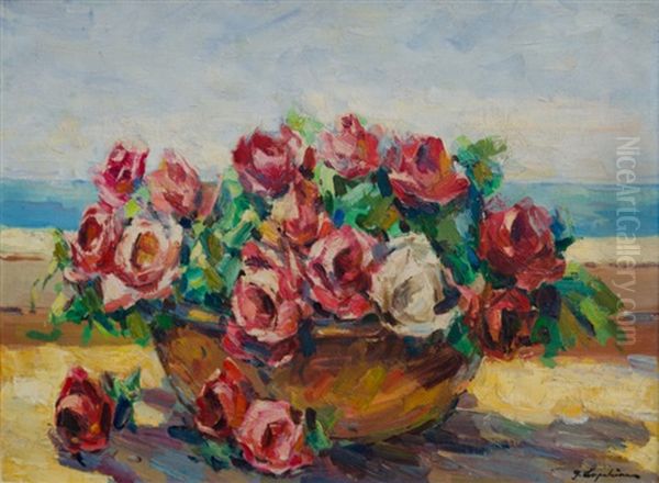 Flowers Oil Painting by Georgi Alexandrovich Lapchine