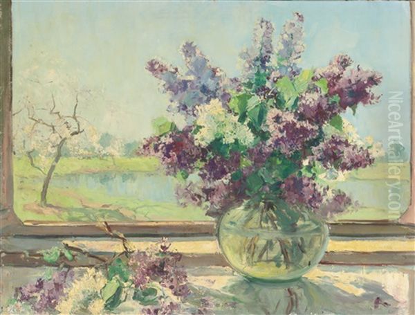 Lilacs Oil Painting by Georgi Alexandrovich Lapchine