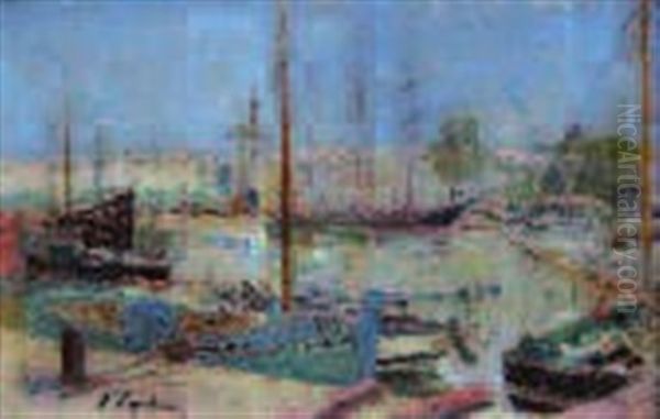 Le Port De La Rochelle Oil Painting by Georgi Alexandrovich Lapchine