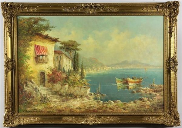 View Of Amalfi Oil Painting by Georgi Alexandrovich Lapchine