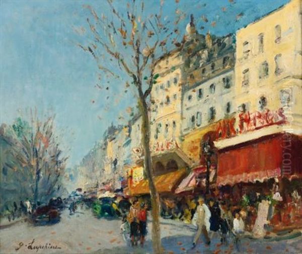 Place Pigalle Oil Painting by Georgi Alexandrovich Lapchine