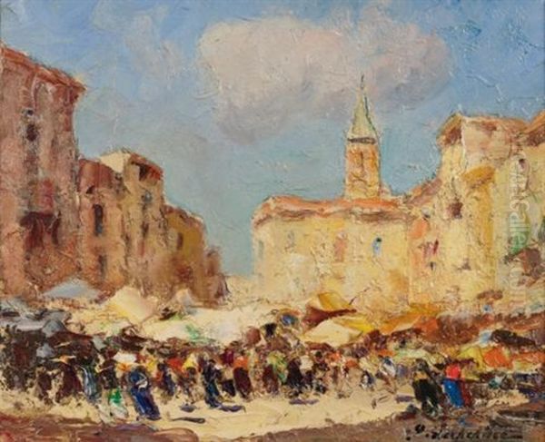 Nice, Le Marche Aux Fleurs by Georgi Alexandrovich Lapchine