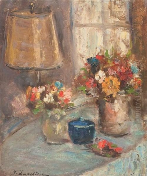 Deux Bouquets Oil Painting by Georgi Alexandrovich Lapchine