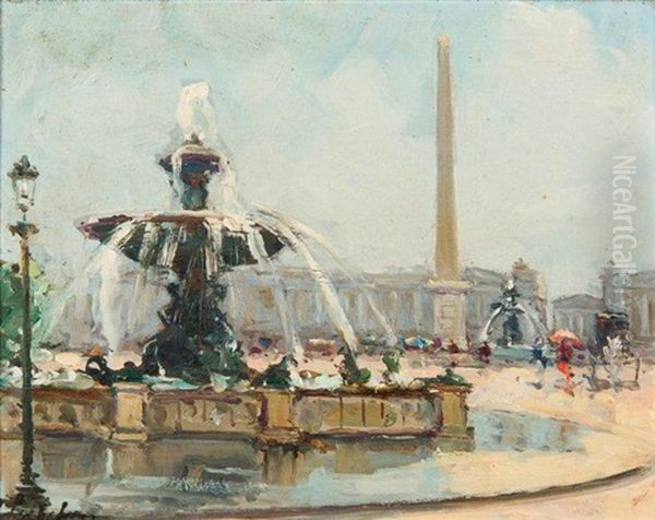 Place De La Concorde Oil Painting by Georgi Alexandrovich Lapchine