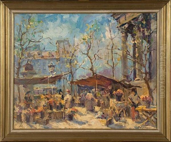 Marche Aux Fleurs A La Madeleine by Georgi Alexandrovich Lapchine