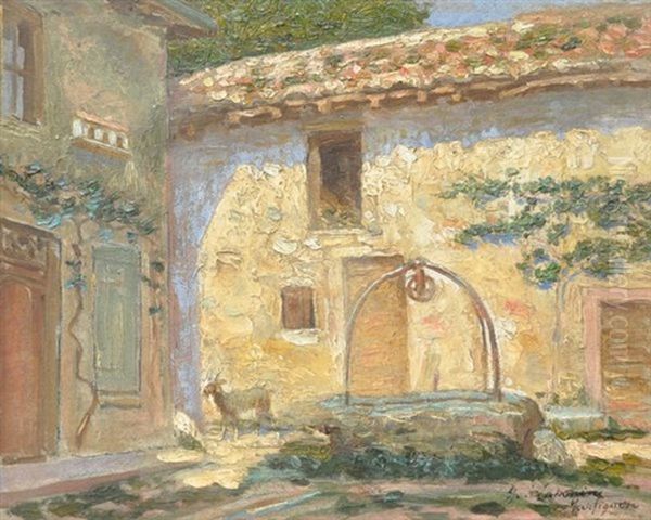 Cour De Ferme Aux Martigues Oil Painting by Georgi Alexandrovich Lapchine