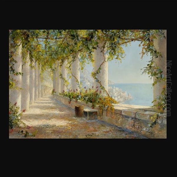 Amalfi Coast Oil Painting by Georgi Alexandrovich Lapchine