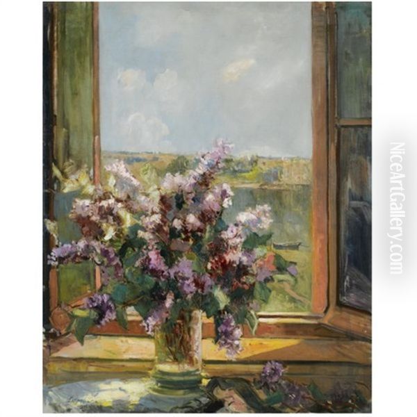 Lilacs Oil Painting by Georgi Alexandrovich Lapchine