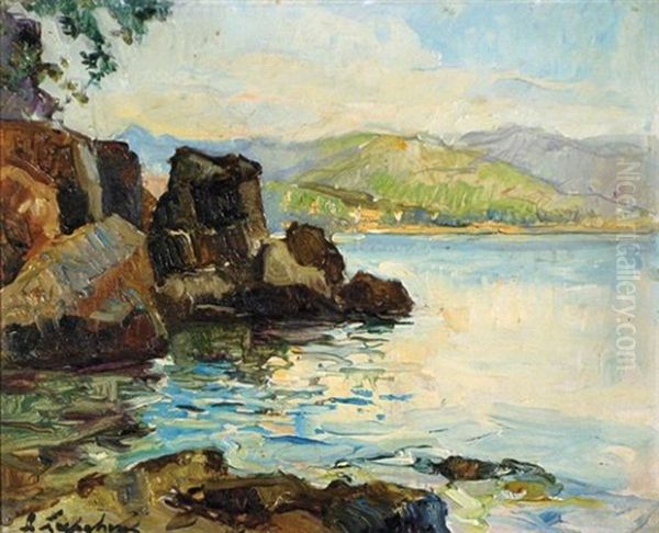 Cote Rocheuse En Mediterranee by Georgi Alexandrovich Lapchine