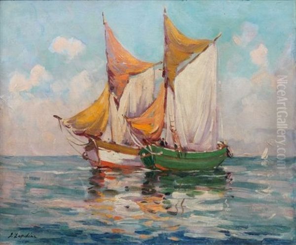 Les Voiliers Oil Painting by Georgi Alexandrovich Lapchine