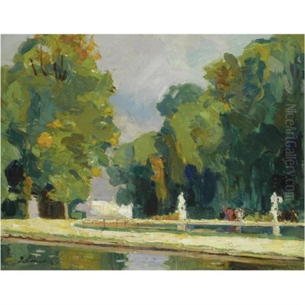 Park Landscape Oil Painting by Georgi Alexandrovich Lapchine