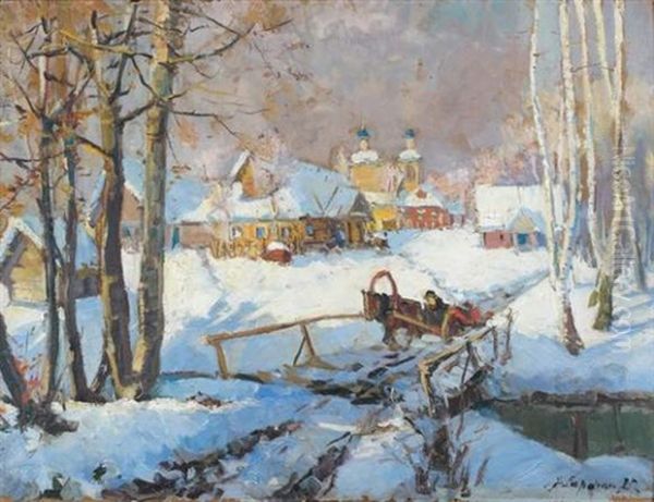 Le Traineau Dans La Neige by Georgi Alexandrovich Lapchine