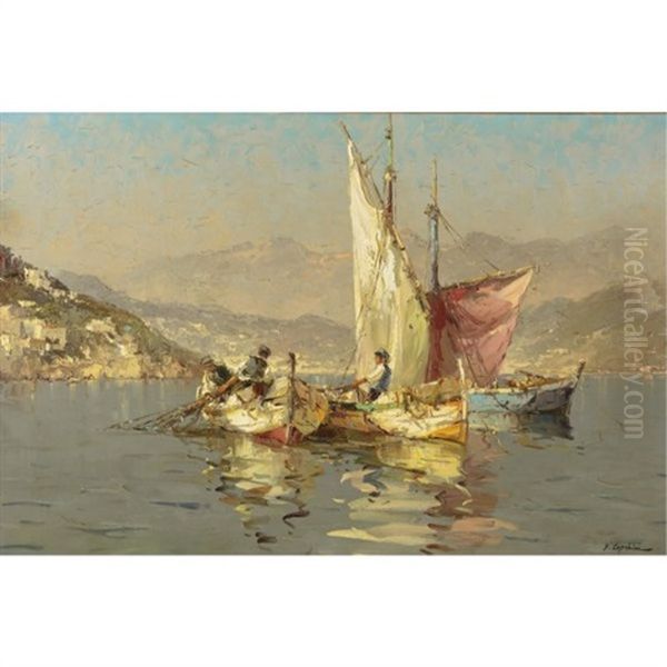 Sailing Oil Painting by Georgi Alexandrovich Lapchine