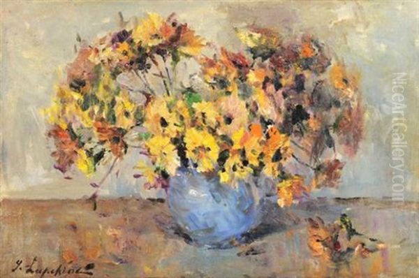 Vase De Fleurs Oil Painting by Georgi Alexandrovich Lapchine