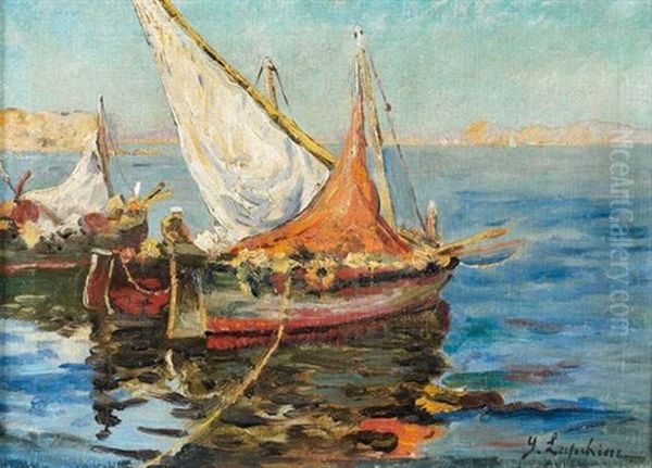 Pecheurs En Mediterrannee Oil Painting by Georgi Alexandrovich Lapchine