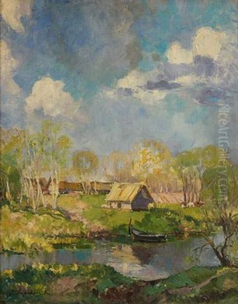 Campagne Russe Oil Painting by Georgi Alexandrovich Lapchine