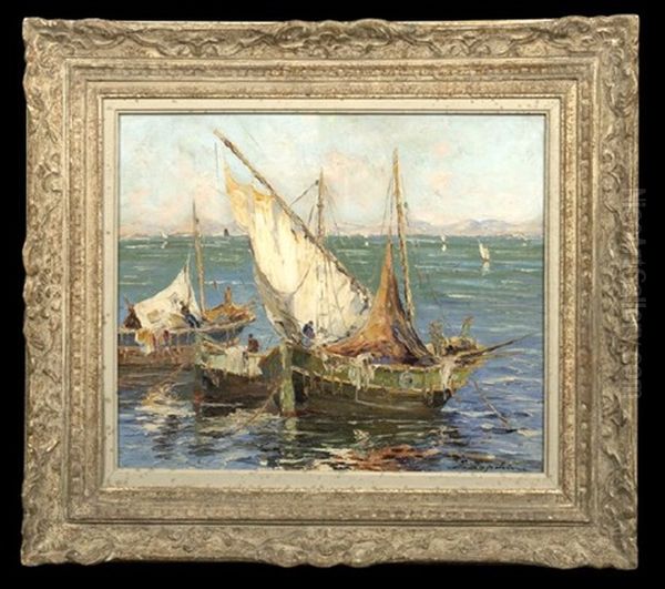 Barques De Peche Du Midi Oil Painting by Georgi Alexandrovich Lapchine