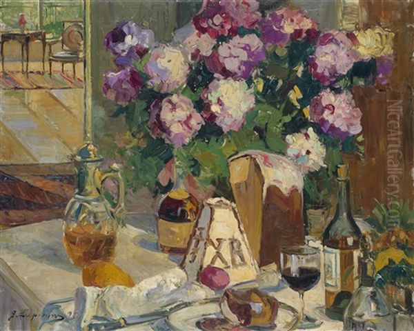 Easter Feast Oil Painting by Georgi Alexandrovich Lapchine