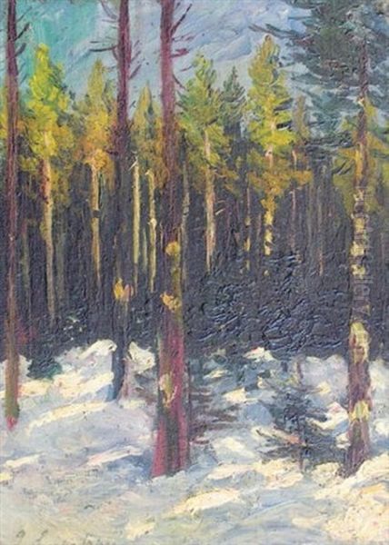 Paysage Hivernale Oil Painting by Georgi Alexandrovich Lapchine