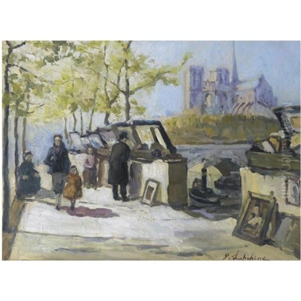 Booksellers On The Banks Of The Seine by Georgi Alexandrovich Lapchine