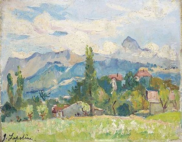 Paysage De Montagne Oil Painting by Georgi Alexandrovich Lapchine