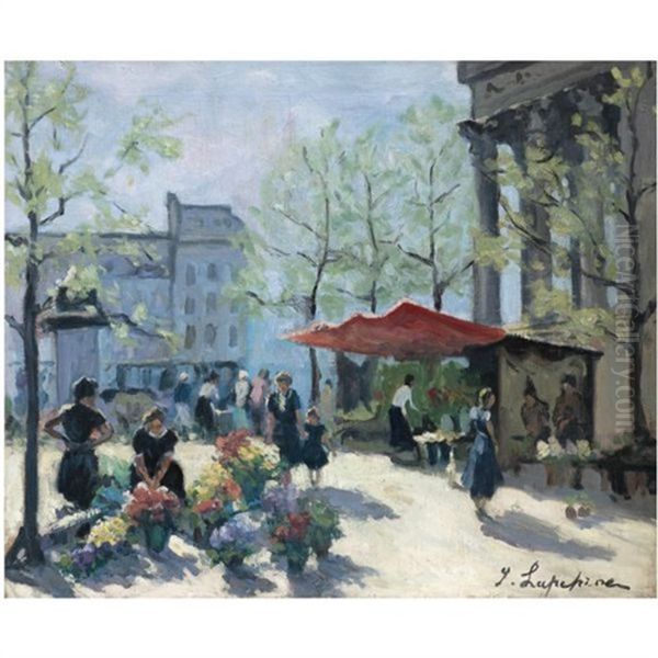 The Flower Market Oil Painting by Georgi Alexandrovich Lapchine