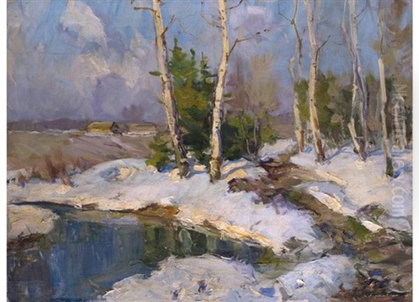 Winterlandschaft by Georgi Alexandrovich Lapchine