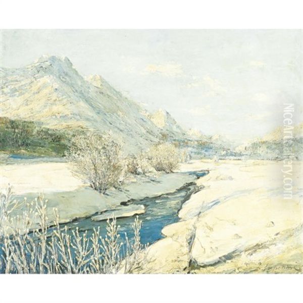 Valley Stream In The Snow by Georgi Alexandrovich Lapchine