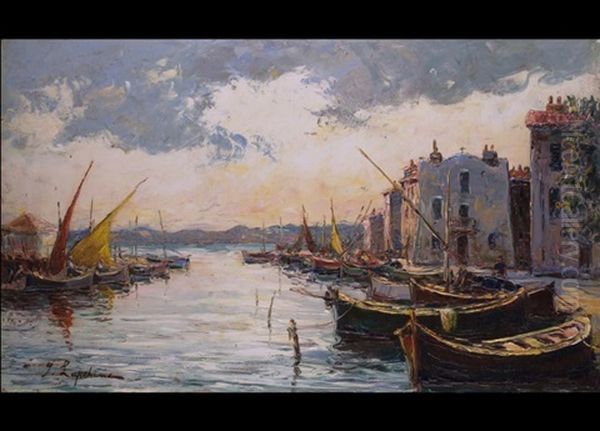 Der Hafen Von Martigues Oil Painting by Georgi Alexandrovich Lapchine