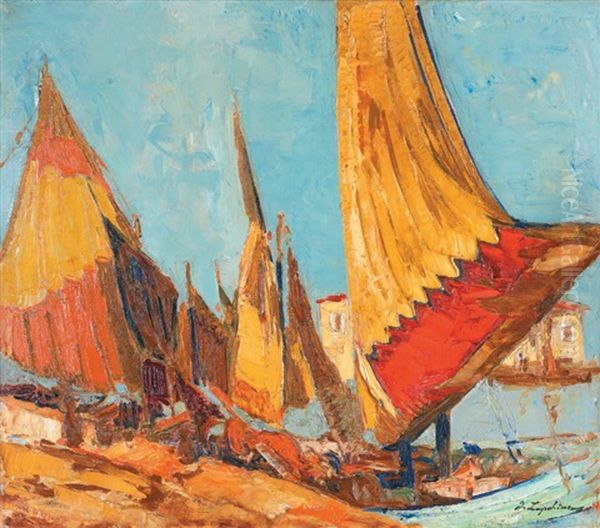 Le Port Oil Painting by Georgi Alexandrovich Lapchine