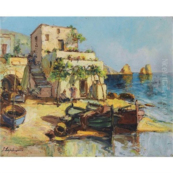 Capri Oil Painting by Georgi Alexandrovich Lapchine