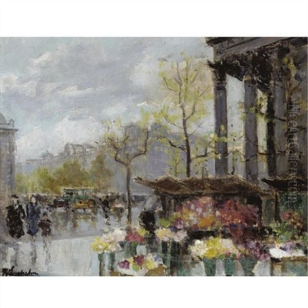 La Madleine, Paris Oil Painting by Georgi Alexandrovich Lapchine