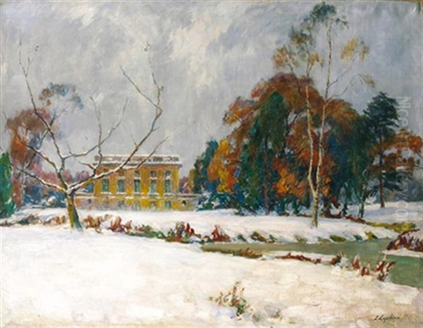 Le Petit Trianon Sous La Neige Oil Painting by Georgi Alexandrovich Lapchine