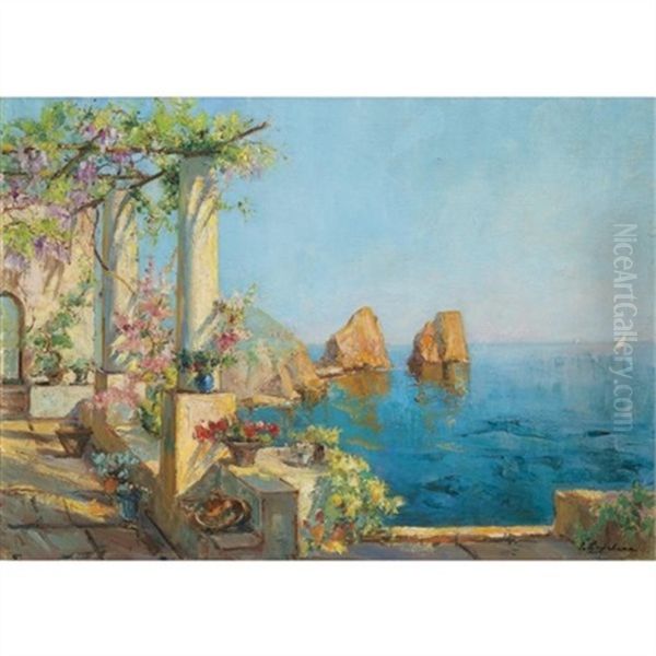 Capri Oil Painting by Georgi Alexandrovich Lapchine