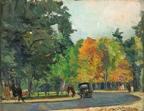 Bois De Boulogne Oil Painting by Georgi Alexandrovich Lapchine