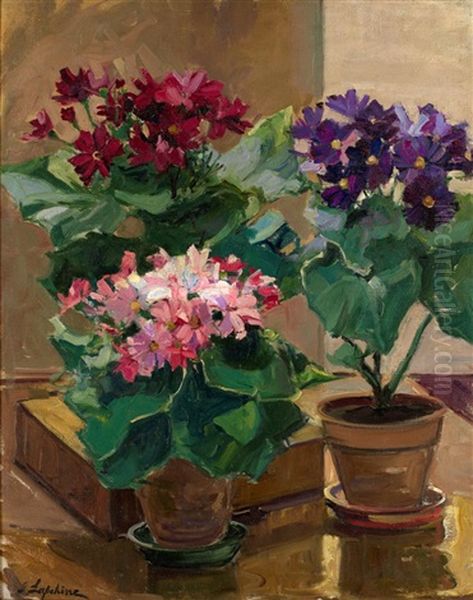 Still Life With Flowers Oil Painting by Georgi Alexandrovich Lapchine