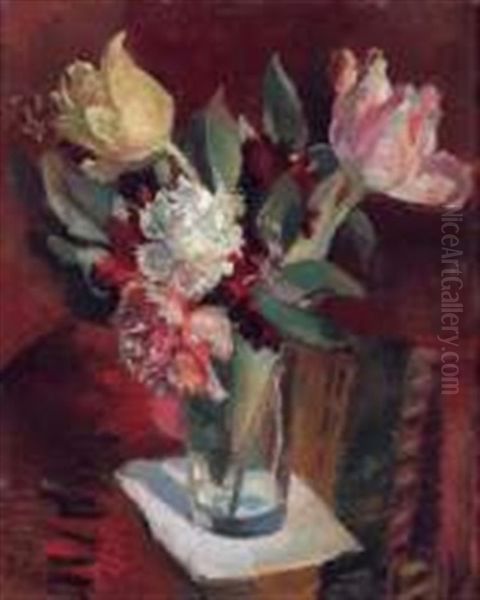 Bouquet De Fleurs Oil Painting by Georgi Alexandrovich Lapchine