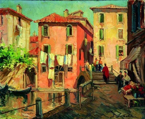 Venise Oil Painting by Georgi Alexandrovich Lapchine