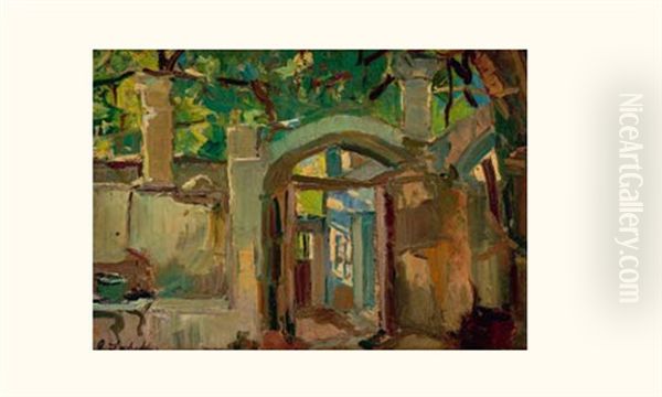 L'entree D'une Villa Sur La Cote Oil Painting by Georgi Alexandrovich Lapchine