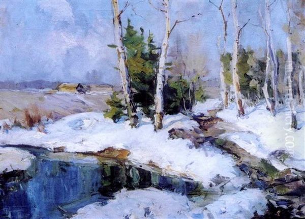 Paysage Hivernal Oil Painting by Georgi Alexandrovich Lapchine